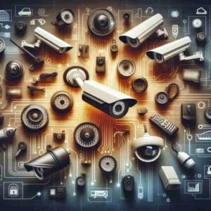 Diferentes tipos de cámaras de vigilancia enfocando para sitios diversos